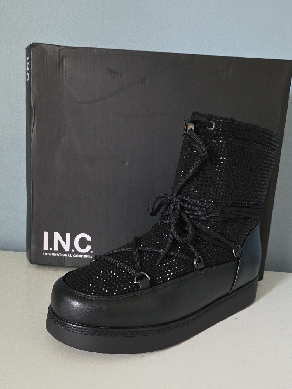 🆕️ I.N.C. Women's Brooklynn Black Bling Winter Booties Size 10